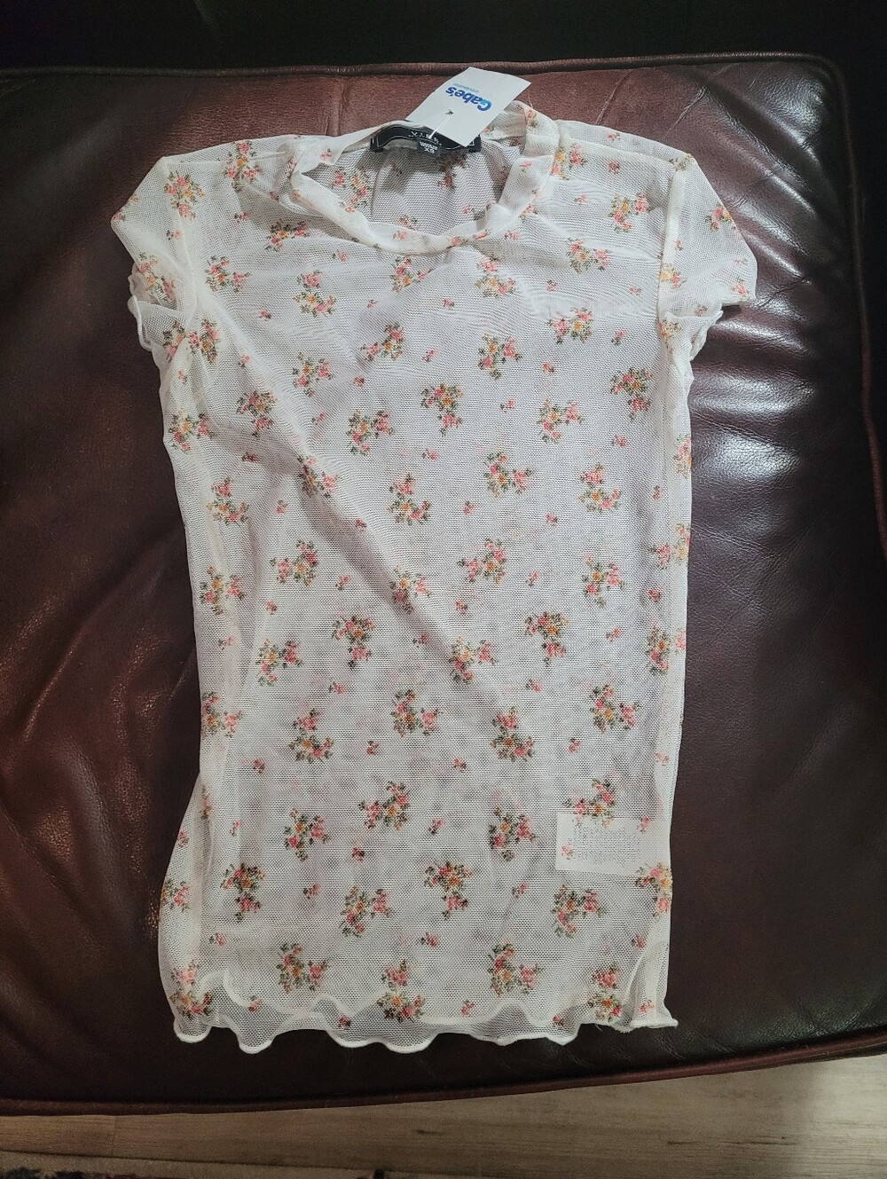 Vibe Sportswear Junior White short-sleeve sheer mesh top Sz XS
